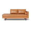 Hokku Designs Jackie Leather Stand Alone Chaise, Hudson Lager Wood/Genuine Leather in Brown | 33 H x 82 W x 37 D in | Wayfair