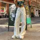 Pantalon Cargo Vintage pour Femme Baggy Blanc Taille Basse Harajuku Fjadt Proximity Pantalon de