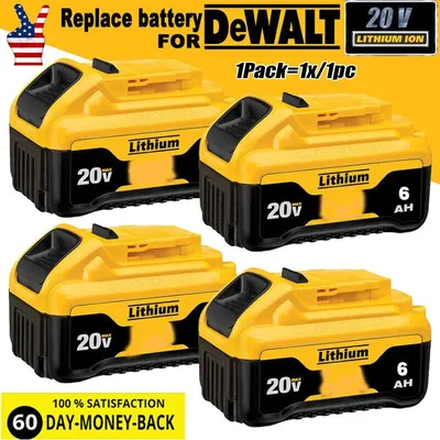 Pack 1 ~ 4 pour DeWalt 20 V 20 Volt Max 6.0AH batterie au lithium DCB206-2 DCB205-2