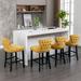 Contemporary Velvet Bar Upholstered Wing-Back Barstools with Button Tufted Decoration and Wooden Legs, Set of 4