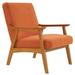 Solid Wood Armrest Teddy Velvet Simple Single Indoor Lounge Chair Backrest Burnt Orange - 27.56"L x 31.89"W x 33.07"H