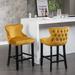 Velvet Upholstered Wing-Back Barstools with Button Tufted Decoration, Set of 2 - 19.00" W x 22.00" L x 37.00" H