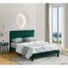 Queen Size Platform Bed with Upholstered Headboard and Slat Support, Heavy Duty Mattress Foundation, Green