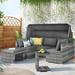 5 PCS Outdoor Patio Wicker Sectional Sofa Set Rattan Daybed with Canopy