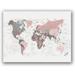 artppolr World Map Canvas Print Blush Pink Green Map of The World Poster Modern Wall Art Picture Painting Dorm Bedroom Office Decor Gift 50x70cm No Frame