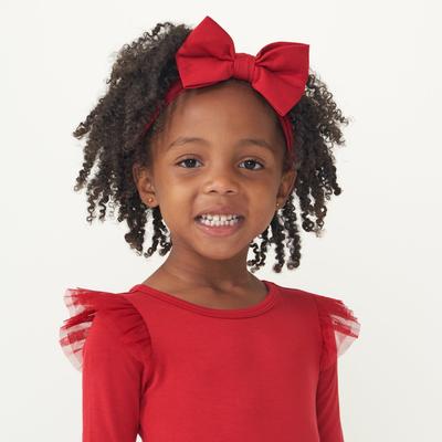 Red Luxe Baby Girl Soft & Stretchy Bamboo Bow Headbands - 4T - 8 Years