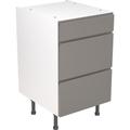 Kitchen Kit Flatpack J-Pull Kitchen Cabinet Base 3 Drawer Unit Ultra Matt 500mm in Dust Grey MFC