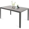 Outdoor Dining Table for 6 Person 55â€� Weather-Resistant Patio Dining Table with Wood Like and Sturdy Aluminum for Outside Indoor Garden Backyard Use Grey