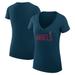 Women's G-III 4Her by Carl Banks Navy Los Angeles Angels Dot Print V-Neck Fitted T-Shirt