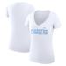 Women's G-III 4Her by Carl Banks White Los Angeles Chargers Dot Print V-Neck Fitted T-Shirt