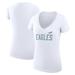 Women's G-III 4Her by Carl Banks White Philadelphia Eagles Dot Print V-Neck Fitted T-Shirt