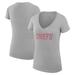 Women's G-III 4Her by Carl Banks Heather Gray Kansas City Chiefs Dot Print V-Neck Fitted T-Shirt