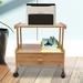 Fichiouy 2-Tier Printer Stand with Wheels + Drawer Bamboo Storage Shelf Rack Cart Home Office