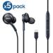 5-Pack OEM High-Quality AKG USB-C Headphones Wired Type C Earbud Stereo In-Ear with in-line Remote & Microphone Compatible with Samsung Galaxy S10 S10+ S10e S20 S21 S22 S23 Ultra Note 9 Note10 / 20