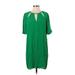 BCBGMAXAZRIA Casual Dress - Shift Plunge 3/4 sleeves: Green Print Dresses - Women's Size Small