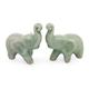 Celadon ceramic figurines, 'Lucky Green Elephants' (pair)