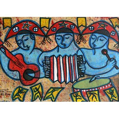 'Northeastern Trio' - Dance and Music Naif Painting