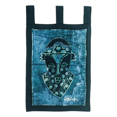 Blue in the Face,'Hand Crafted Batik Cotton Wall Hanging'