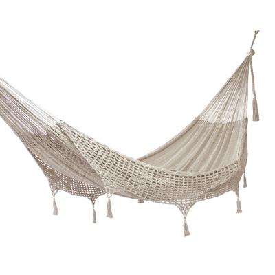 'Caribbean Sands' (double) - Hand Made Beige Cotton Mayan Hammock