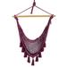 Ocean Seat in Bordeaux,'Tasseled Cotton Rope Mayan Hammock Swing in Wine from Mexico'