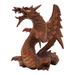 Wood statuette, 'Winged Dragon' - Hand Carved Wood Sculpture