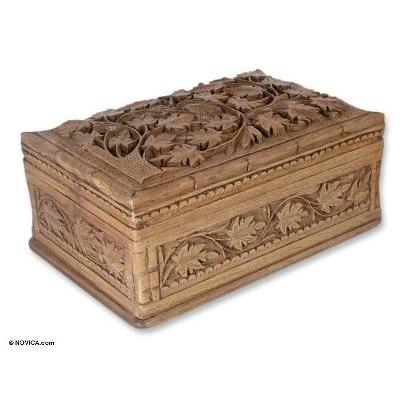 Ivy Fantasy,'Hand Carved Wood Jewelry Box'
