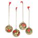 Festive Blossoms,'Round Floral Motif Papier Mache Ornaments (Set of 4)'