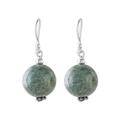 Touch of Jade,'Jade Bead and Sterling Silver Dangle Earrings from Thailand'