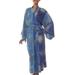 Women's batik robe, 'Blue Baliku' - Women's Hand Made Batik Robe