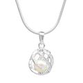 White Orb of Energy,'Thai Sterling Silver and Cultured Pearl Pendant Necklace'