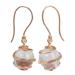 Icy Rain,'Clear Quartz and Rose Gold Plated Earrings from Thailand'