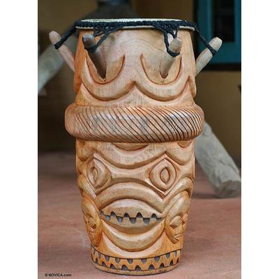 Wood kpanlogo drum, 'Asafo' - African Kpanlogo Djembe Drum