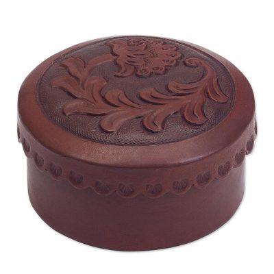 Leather box, 'Andean Thistle'