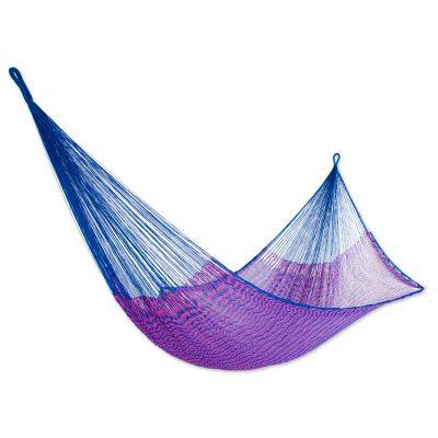 Iridescent Tropics,'Hand Woven Fuchsia and Royal Blue Hammock from Mexico'