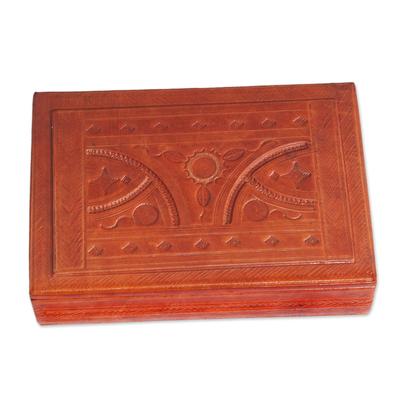 Bamako Visions I,'Leather Covered Wood Jewelry Box from Ghana'