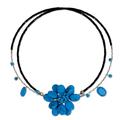 'Delicate in Blue' - Unique Floral Turquoise Colored Choker