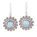 Floral Lake,'Larimar and Sterling Silver Dangle Earrings from India'