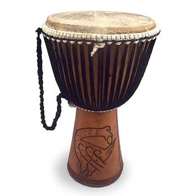 Wood djembe drum, 'Sankofa' - Handmade Wood Djembe Drum