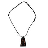 'Between Pyramids' - Men's Hand Crafted Leather and Wood Pendant Ne