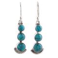 Triple Gleam,'Round Sterling Silver and Composite Turquoise Earrings'