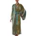 Pancaroba,'Handmade Batik Women's Robe from Bali in Shades of Green'