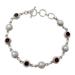 Petite Flowers,'Sterling Silver Bracelet with Garnet and Cultured Pearls'