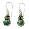 Petite Flowers,'Sterling Silver Peridot Earrings with Composite Turquoise'