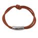 Lovely Terracotta,'Brown Suede Strand Bracelet with Knot Handcrafted in Brazil'