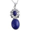 Whimsical Tendrils,'Handcrafted Deep Blue Lapis Lazuli Pendant Necklace'