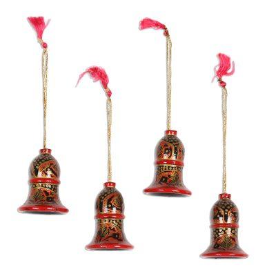 'Hand-Painted Wood Ornaments from India (2 In. Set of 4)'