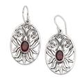 Daylight Lotus,'Balinese Garnet and Sterling Silver Lotus Dangle Earrings'