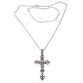 Rainbow moonstone cross necklace, 'Moon Crucifix'