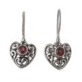 Marry Me,'Heart-Shaped Garnet Dangle Earrings from Bali'