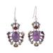 'Purple Peacock' - Multicolor Multigem Earrings in Sterling Si